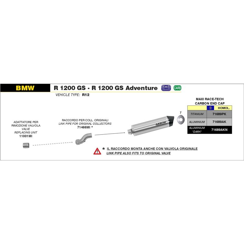 BMW R 1200 GS / ADVENTURE 2010 - 2012 CONECTOR PARA COLECTORES ORIGINALES BMW R 1200 GS / ADVENTURE 2010 - 2012 CONECTOR PARA COLECTORES ORIGINALES